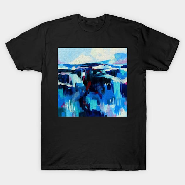 Study in Blue Abstract Landscape Painting T-Shirt by EveiArt